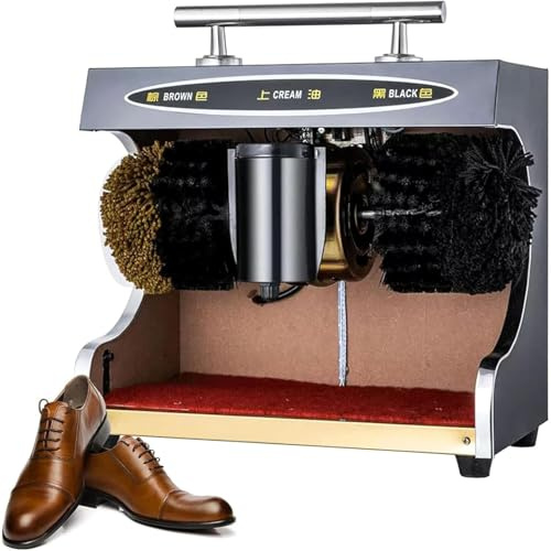 Máquina pulidora de zapatos de inducción automática comercial con doble cepillo y características de seguridad para uso profesional