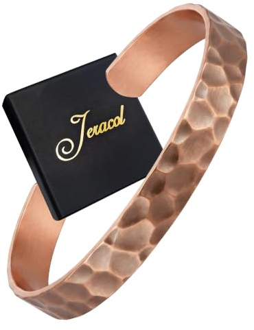 Jeracol Pulsera de cobre puro para hombres y mujeres, 99% cobre sólido, hecho a mano