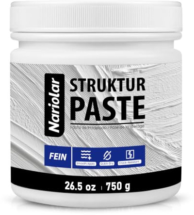 Nariolar Strukturpaste Feinkörnig 750 g | Weiße Feinspachtelmasse für Acrylmalerei, Kunstprojekte, DIY, 3D-Effekte und Texturen