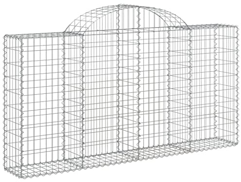 Nqyjm Gabion Gabion Cesti per gabbioni Arcuati 4 pezzi 200x30x100/120 cm Ferro Zincato, Recinzione Decorativa Giardino Griglia Metallo per Arredamento Esterno Cortile LH2A