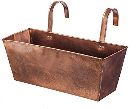 Evergreen Garden Antique Copper Metal Hanging Planter | 15.5 x 9.8 Inches | Weather-Resistant | Decorative Outdoor Plant and Flower Box for Gardens and Patios