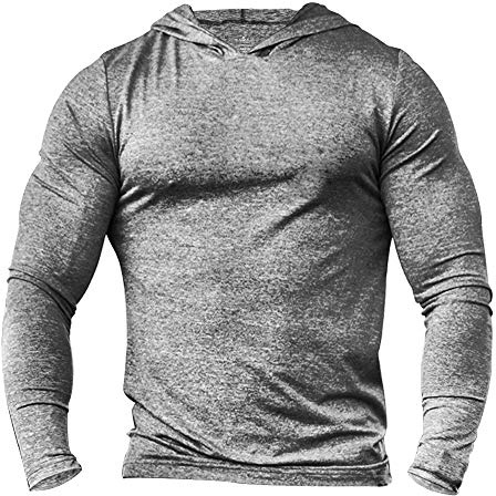 Herr Gym Smal Långärmad Bodybuilding Träningskläder Huvtröjor Sporter Topptröjor grå Medium