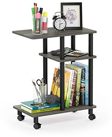Furinno Turn-N-Tube Mesas Laterales, Madera, Roble French Grey/Black