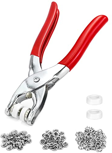 QWORK® Druckknopf set mit zange , mit 100 Stück 9.5mm Druckknöpfe für 25 komplette männliche und weibliche Snaps , Für DIY Basteln , Kinderbekleidung , Kleidung Taschen