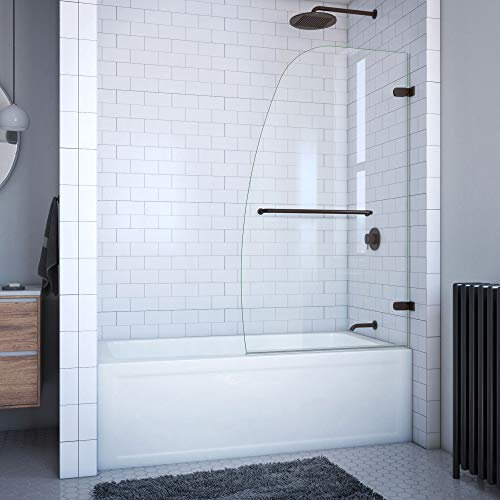 DreamLine Aqua Uno 34 5/16 inch W x 58 inch H Frameless Hinged Tub Door in Oil Rubbed Bronze