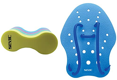 SEAC Pull Buoy, Galleggiante Per Allenamento Al Nuoto In Piscina E Mare Unisex Adulto, Multicolore, Taglia Unica & Hand Paddle, Palette Per Allenamento Al Nuoto In Piscina E In Mare Unisex Adulto