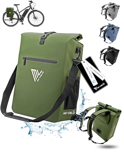 MIVELO Fahrradtasche für Gepäckträger - 3in1 Gepäckträgertasche Rucksack Umhängetasche - 100% wasserdicht und PVC-frei - mit herausnehmbarer Laptoptasche (olivgrün)
