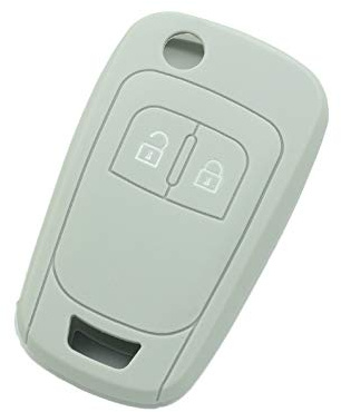 BROVACS Schlüssel Hülle Kompatibel mit OPEL Vauxhall 2 Tasten Flip Fernbedienung - Silikon Schutzhülle Schlüsselhülle Cover in Grau (CV9624GY)