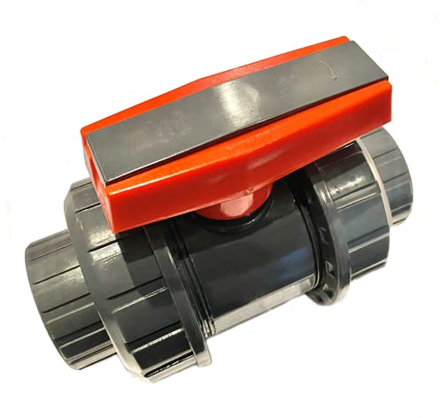 VMC PVC-U Kugelhahn 50mm Profi Serie zum kleben mit 2 Überwurfmuttern & 2 Klebemuffen in DN50