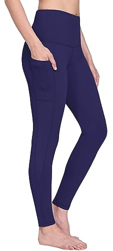 baleaf Fleece Lined Leggings Women Winter Thermal Warm Yoga Pants High Waisted with Drawstring Pockets Water Resistant Navy M