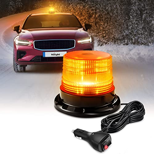 Nilight 40 LED Strobe Light Amber Warning safety Flash Beacon Lights 12V-24V with Magnetic and 16ft Straight Cord for Forklift Truck Tractor Golf Carts UTV Car Bus