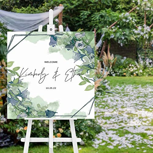 Panneau de bienvenue en bois personnalisé pour mariage - Panneau de bienvenue botanique - Panneau de bienvenue au mariage - 50,8 x 50,8 cm
