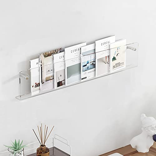 CMYUN Zeitungsständer Langer Zeitschriftenständer Wandhalterung, Acryl-Wohnzimmer-Buchbroschüren-Zeitungsständer, Zeitschriftenständer für Büros mit Halterung (Size : 60cm(23 5/8))