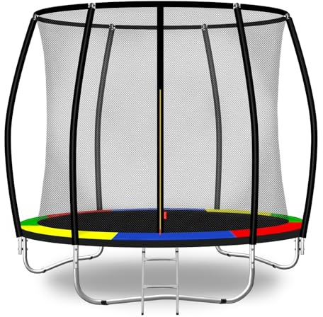 Baunsal® Trampolin Outdoor Ø 183 cm (FGIS) bunt-schwarz als Komplettset Gartenspielzeug Kindertrampolin Gartentrampolin rund Garten Spielzeug für Kinder