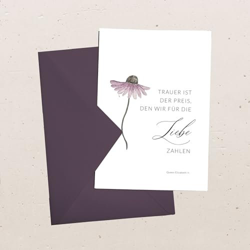 Christliche Trauerkarte “Trauer ist der Preis”, Postkarte oder Grußkarte, auf Wunsch mit farblich passendem Briefumschlag, Format A6 (Grußkarte mit Briefumschlag)