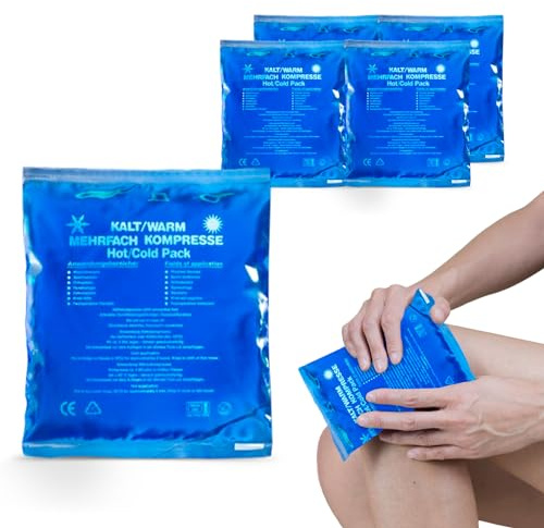 Hygiene100 Compressa calda fredda | Set di 4 cuscini refrigeranti in gel riutilizzabili (13 x 14 cm) per lesioni, sollievo dal dolore, punture di insetti, terapia flessibile ecc