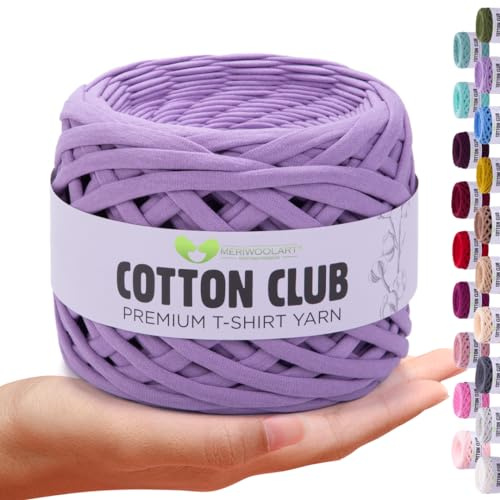 MeriWoolArt® Premium Baumwolle zum Häkeln und Makramee, 10 mm x 110 m Qualität Baumwollgarn, T-Shirt Garn für Handtasche, Teppiche, Pflanzenkörbe, Wurfkissen und Makramee-Wandbehang oder Geschenkband