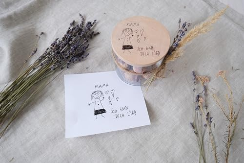Vorratsglas mit rundem Holzdeckel Kinderzeichnung luftdichtes Aufbewahrungsglas zylinderförmig für Lebensmittel 530ml/700ml/880ml/1200ml (530ml) (530ml)