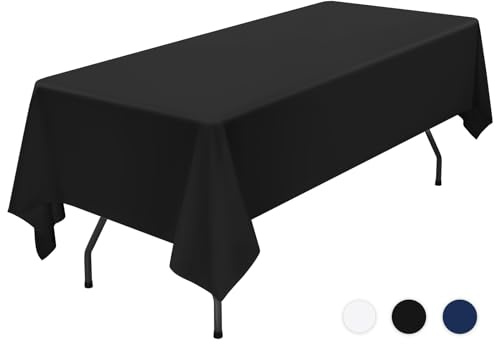 Showgeous Tischdecke Schwarz Tischdecken 153×320cm Rechteckige Tischdecke Polyestergewebe Waschbare Tischtuch für Restaurant Restaurant Thanksgiving Weihnachten Jubiläen