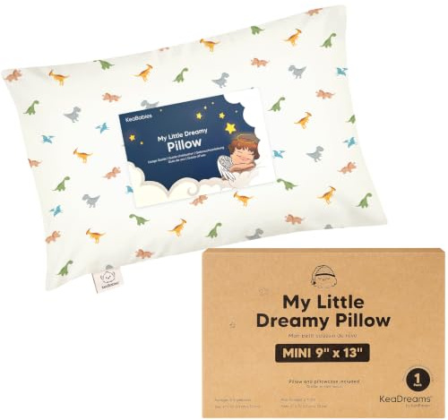 KeaBabies Mini almohado Pequeña con Algodón Biológico Suave para Niños, Lavable, Almohada de Viaje para Dormir (Roarsome)