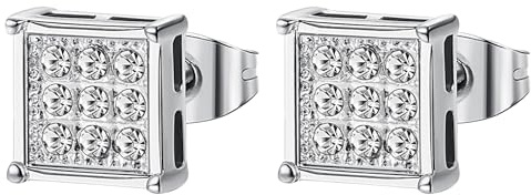 JewelryWe Schmuck Ohrstecker Edelstahl Ohrringe mit Zirkonia Ohrschmuck für Herren Damen Durchmesser 3-8mm