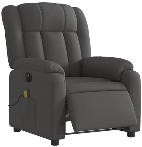 vidaXL Poltrona Reclinabile Massaggio Elettrica Grigio Scuro Tessuto