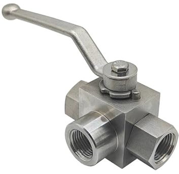ANNESEY Hochdruck-3-Wege-Kugelhahn aus Edelstahl, L-Typ, Innengewinde, 1/4 Zoll, 3/8 Zoll, 1/2 Zoll, 3/4 Zoll, 1 Zoll, hydraulische Schalter-Wasserventile (Size : 1, Color : L Type)