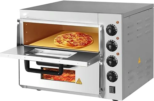 Horno De Pizza Eléctrico, Encimera De Horno Tostador Con Cajón De Pizza Comercial De Cubierta Simple/Doble, Horno Pizza Para Barbacoa Al Aire Libre De Acero Inox Para Restaurante En Casa,SingleLayer