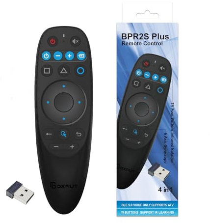 BPR2S Plus air mouse remote control, Bluetooth voice remote control, supports 2.4G RF, equipped with 6-axis gyroscope, supports 4-key IR isolation learning, suitable for Android TV boxes or TV sticks.