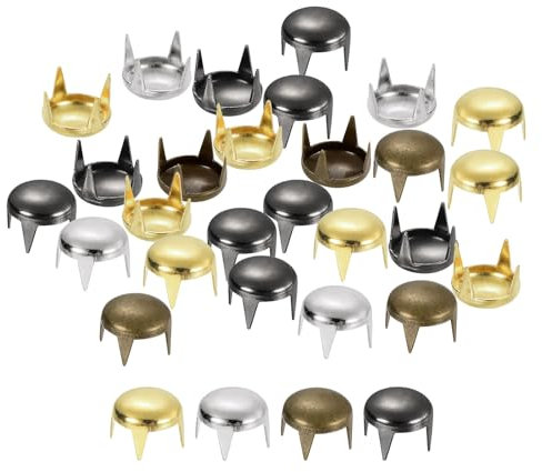 sourcing map 160Pcs Mixed Color Round Dome Rivets, 7mm Brass Spike Studs Spots Punk Rock Nailheads Claw Beads Assorted Kit for DIY Clothes Belt Bag Shoes Bracelet Leather Craft
