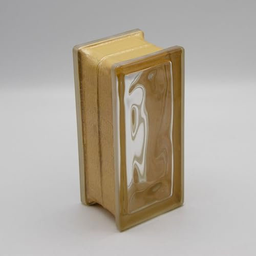 Design Glasbaustein Wolke Reflex gold, Halbstein 19x9x8 cm - 10 Stück