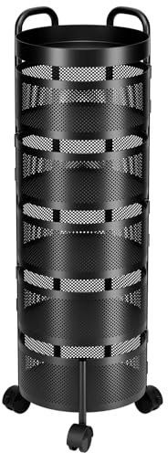 Joukares Étagère de Rangement Rotative à 5 Niveaux pour Fruits et Légumes - Organisateur de Cuisine, Panier, Tour pour Salle de Bain, Buanderie - Noir