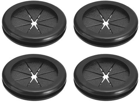 sourcing map 4Pcs Rubber Grommets 1-3/8(35mm) ID 1-9/16(40mm) Drill Hole Double Sided Firewall Hole Plugs Round Electrical Wiring Gasket, Black