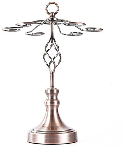 Metal Countertop Wine Glass Holder, Freestanding Tabletop Hanging Stemware Storage Rack, with 6 Hooks(Brass)