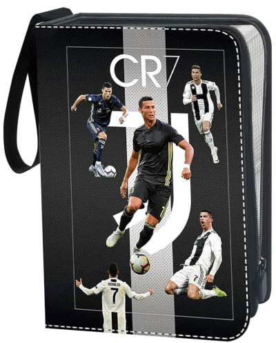 Fußball Karten Sammelalbum mit Reißverschluss und 55 Herausnehmbaren Hüllen, 4 Taschen Fussball Sammelkarten Album für 440 Karten, 3 Ringe Karten Mappe Binder