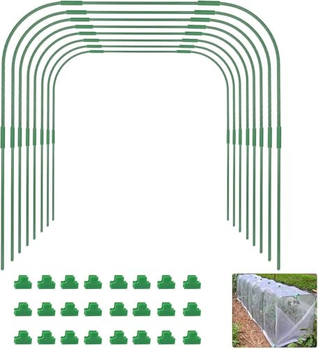 LATERN 6 Pezzi 80CM x 60CM Cerchi da Giardino per Serra, Regolabile Piante Coltivazione Tunnel Telaio, 24 Tubi a Cerchio con 18 Tubi di Collegamento, 18 Morsetti - per Plastica Pellicola Copertura