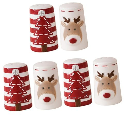 Garneck 6pcs Ceramic Salt Pepper Shaker Christmas Pepper Salt Shakers Kitchen Seasoning Jars Seasoning Bottles