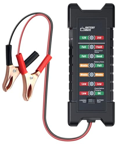 Autobatterie Lastprüfer, Autobatterie Tester, 12V/24V Batteriespannungstester, Batterietester für Auto, Motorrad, Boot
