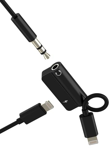 Adaptador Lightning a Jack 3.5mm 2en1 para iPhone 14 13 Pro MAX Auriculares Audio Auxiliar Cable Conector para Apple Cargador Adapter Accesorios Coche para iPad Charger Headphones Clavija Conectores