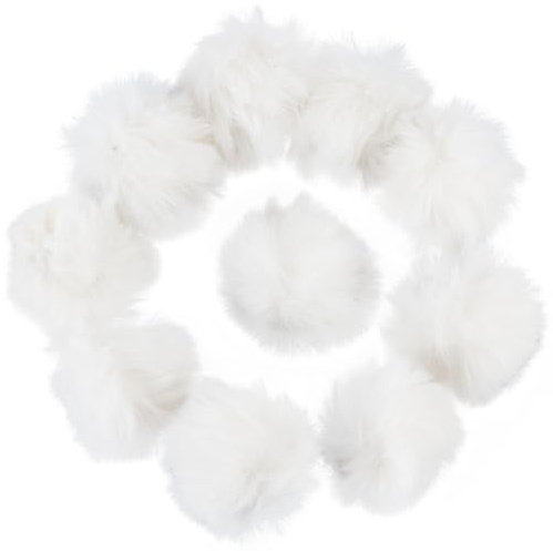 GORGECRAFT 12 Stück 5 bis 6cm Weiße Flauschige Pompom Bälle Aus Kunstfell Pompom Ball Hasenhaar Weich Flauschig Runde Strickdekorationen Basteln Schlüsselanhänger Hüte Schuhe Party Zubehör
