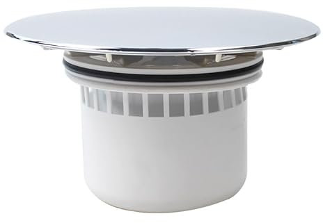 Talea Coperchio per scarico doccia cromato 121 mm, coperchio per piletta doccia in plastica cromata con cestello Altezza: 68 mm QS427C004