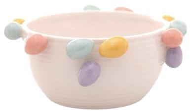 VARZI Ciotola In Ceramica Bianca Con Uova Di Pasqua Colorate 8cm 1956