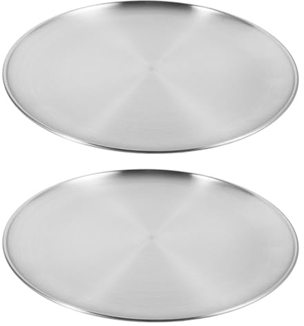 ULTECHNOVO Lot de 2 Plateaux Ronds en Acier Inoxydable pour Pizza, Surface Lisse Facile à Nettoyer, Diamètre 30 Cm, pour Pizza Maison et Cuisson Four