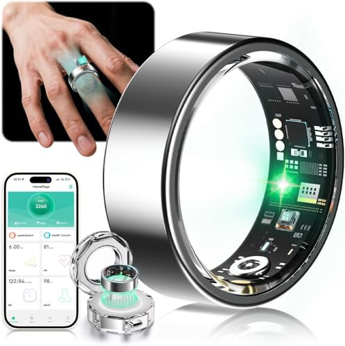Lozltx TOP Smart Ring 【Militärgeprüftes Titan-Design & IP68】【JZ5.0-Chip】 Smartring Fitness Ring- 200 Modi für Android IOS Smartringe für-Silber #10