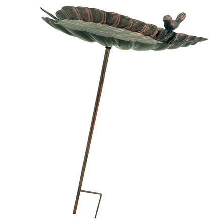 PURPLELILY Freistehende Vogeltränke für den Außenbereich, Metall-Design, Vogelfutterstation, große Wanne, Vogelfutterschale, Metall, flache Vogeltränke für kleine Vögel