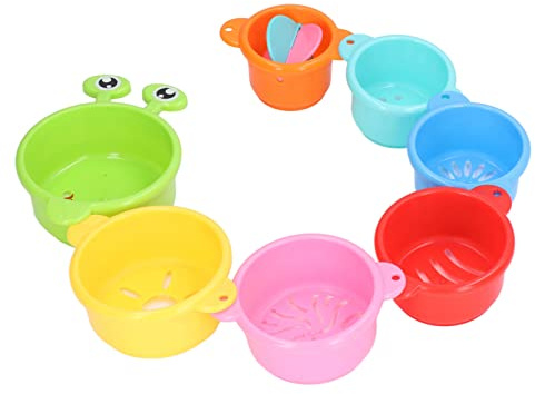 QWUUYEC 7 - TLG. Baby Stapelbecher – Bunte Raupen - Form Fördert Hand - Augen - Koordination + Sicheres Spielzeug für Kleinkinder ab 6 Monaten