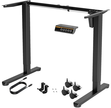 Claiks - Cadre de Bureau réglable en Hauteur avec Moteur - Réglable électriquement de 72 cm à 118 cm - Cadre de Table pour Plateaux de 100 à 160 cm (sans Plateau) - Noir