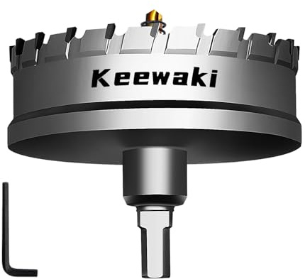 Keewaki 1-Piece 100mm Metal Hole Saw – Heavy Duty Carbide Cutter for Metal, Steel, Aluminum, Plastic, Wood – Precision Cutter in Protective Plastic Box
