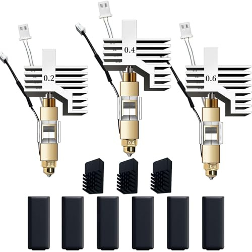 for ELEGOO Centauri Carbon Hotend Kit (3pcs), Pre-Installed 0.2mm, 0.4mm and 0.6mm Brass Nozzles, Extruder Hotend kit Has Pre-Installed Heat Sink, 3 Free Silicone Socks and 3 Silicone Nozzle Brushes