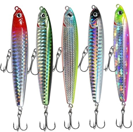 Leurre Pêche Coulant | Leurre Crayon Vairon 5 Couleurs Appât Dur - Hameçons Réalistes Matériel Long Lancé Petit pour Truite Perche Rivière Lac Mer Bord Bateau Kayak Étang Pêcheur Débutant